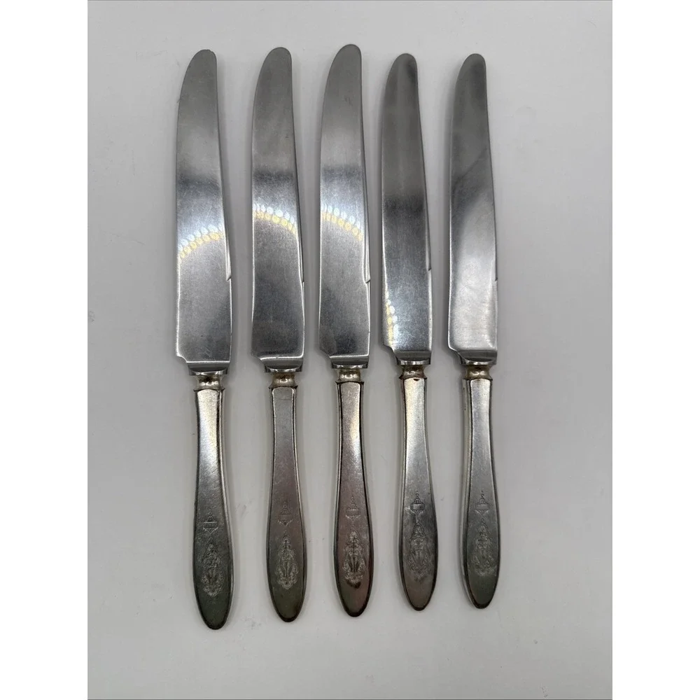 5 Community Plate BIRD OF PARADISE 1923 French Hollow Dinner Knives 9 5/8